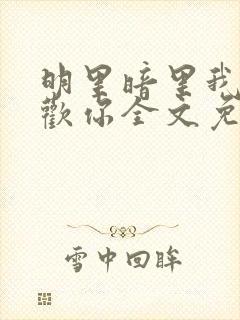 明里暗里我都喜欢你全文免费阅读