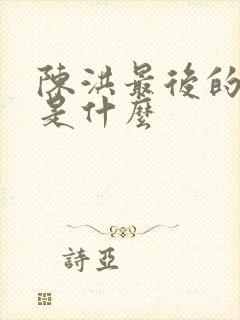 陈洪最后的结局是什么封面