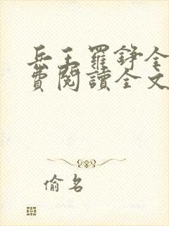 兵王罗铮全文免费阅读全文封面