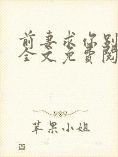 前妻求你别改嫁全文免费阅读总裁