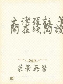 文洁张咏 笔趣阁在线阅读