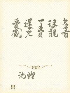 爱迟了很多年短剧免费观看全集