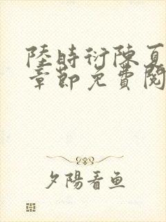 陆时衍陈夏最新章节免费阅读