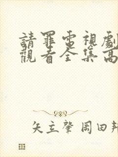 请罪电视剧免费观看全集高清