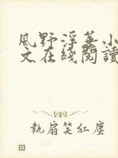 风野浮华小说全文在线阅读