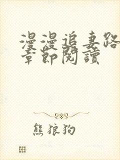 漫漫追妻路最新章节阅读