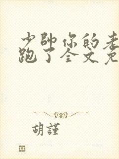 少帅你的老婆又跑了全文免费阅读