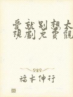 爱就别想太多电视剧免费观看全集