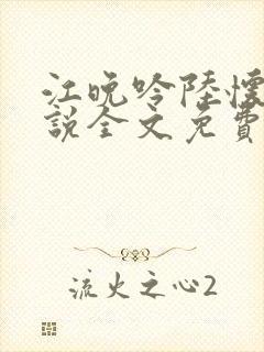 江晚吟陆怀璟小说全文免费阅读封面