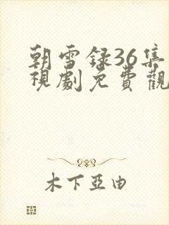 朝雪录36集电视剧免费观看