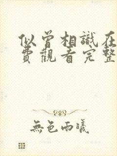 似曾相识在线免费观看完整版国语