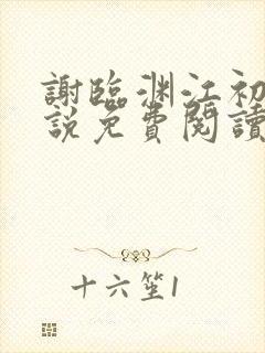 谢临渊江初月小说免费阅读最新章节封面