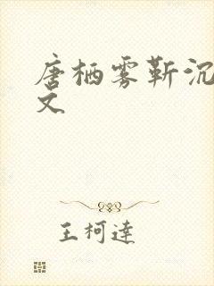 唐栖雾靳沉野全文