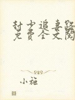 封少追妻路太难免费全文阅读封面