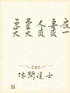 免费人妻夜夜爽天天爽爽一区