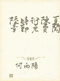 陆时衍陈夏最新章节免费阅读封面