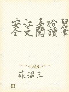 安江秦盼儿小说全文阅读笔趣阁封面