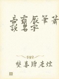 帝霸厌笔萧生小说名字