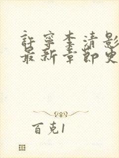 许宁李清影小说最新章节更新时间