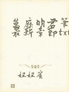 万历明君笔趣阁最新章节txt