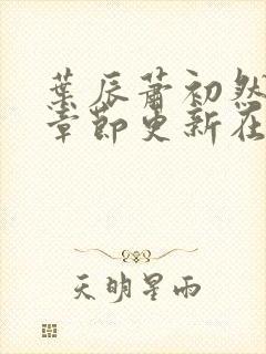 叶辰萧初然最新章节更新在线阅读