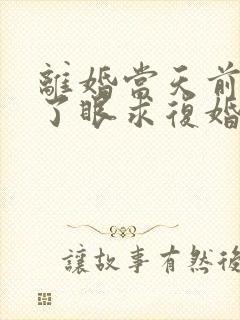 离婚当天前夫红了眼求复婚在线看