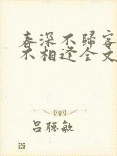 春深不归客清梦不相逢全文封面