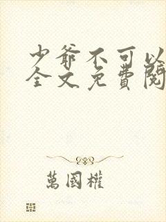 少爷不可以小说全文免费阅读无弹窗