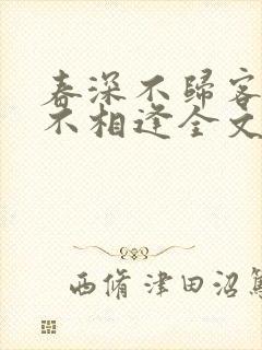 春深不归客清梦不相逢全文免费