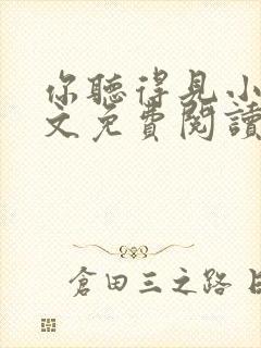 你听得见小说全文免费阅读无弹窗