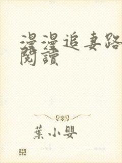 漫漫追妻路免费阅读