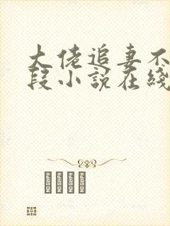 大佬追妻不择手段小说在线阅读