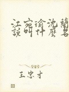 江宛瑜沈兰舟小说叫什么名字封面