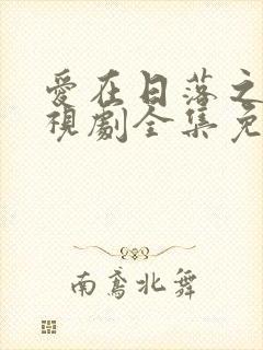 爱在日落之前电视剧全集免费观看