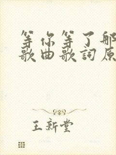 等你等了那么久歌曲歌词原唱封面