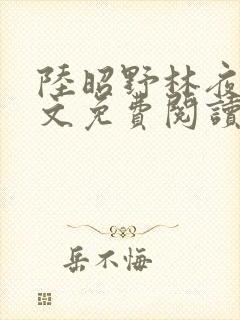 陆昭野林夜棠全文免费阅读最新章节