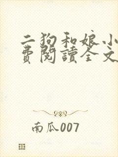 二狗和娘小说免费阅读全文