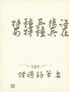 特种兵杨洛大结局特种兵在都市