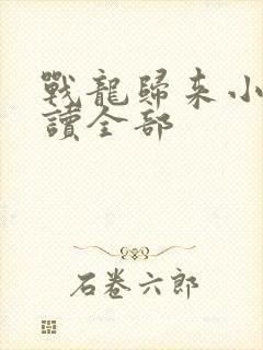 战龙归来小说阅读全部封面