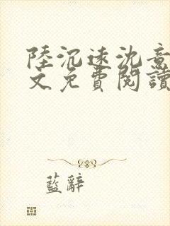 陆沉远沈意欢全文免费阅读封面