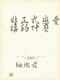 非正式恋爱小说讲的什么