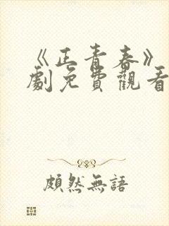 《正青春》电视剧免费观看全集完整