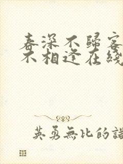 春深不归客清梦不相逢在线阅读免费