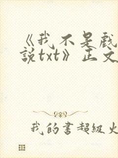 《我不是戏神小说txt》正文封面