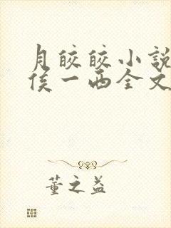 月皎皎小说by侯一西全文免费阅读封面