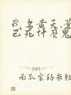 我名黄天,苍天已死什么鬼完结免费