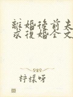 离婚后前夫哭着求复婚全文免费阅读封面