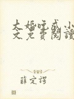 大婚晚成小说全文免费阅读