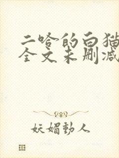 二哈的白猫师尊全文未删减封面