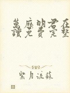 万历明君在线阅读免费完整版